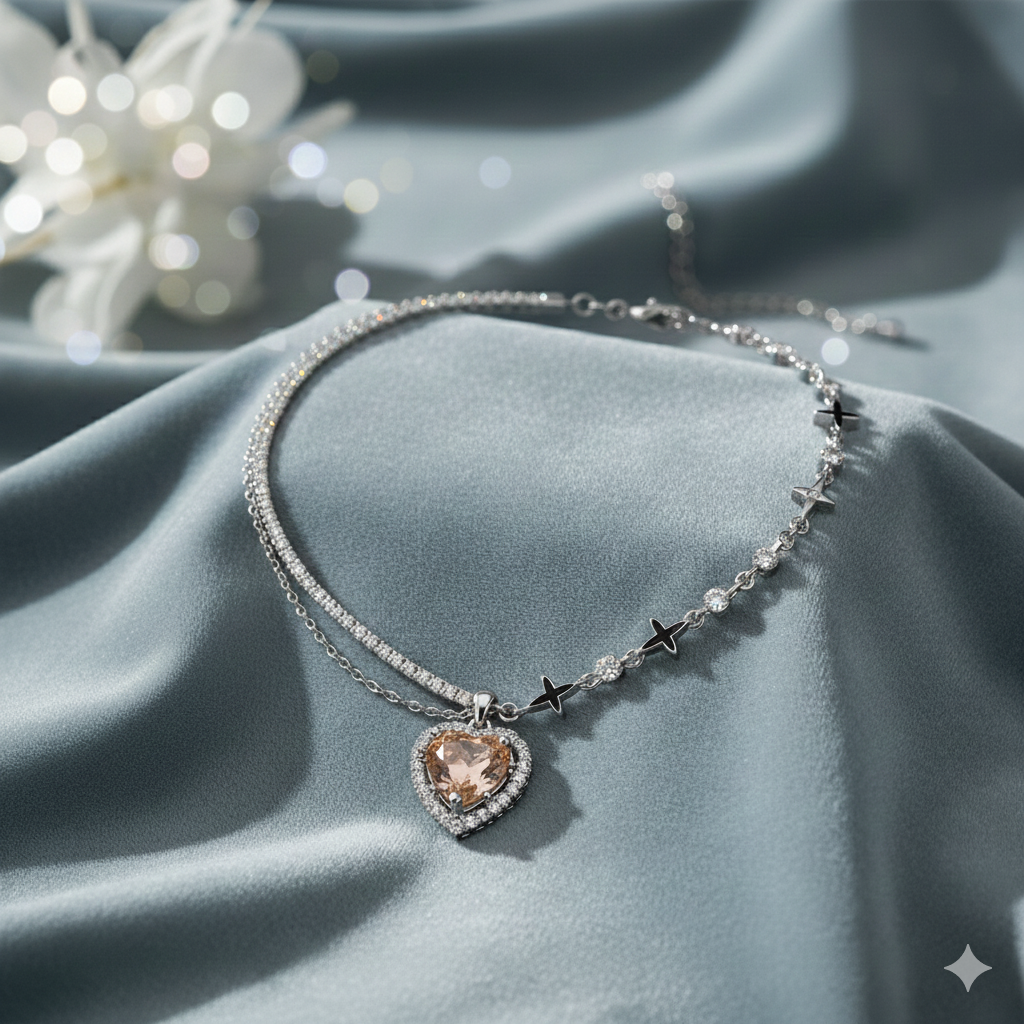 Diamond-Encrusted Love Awn Star Necklace